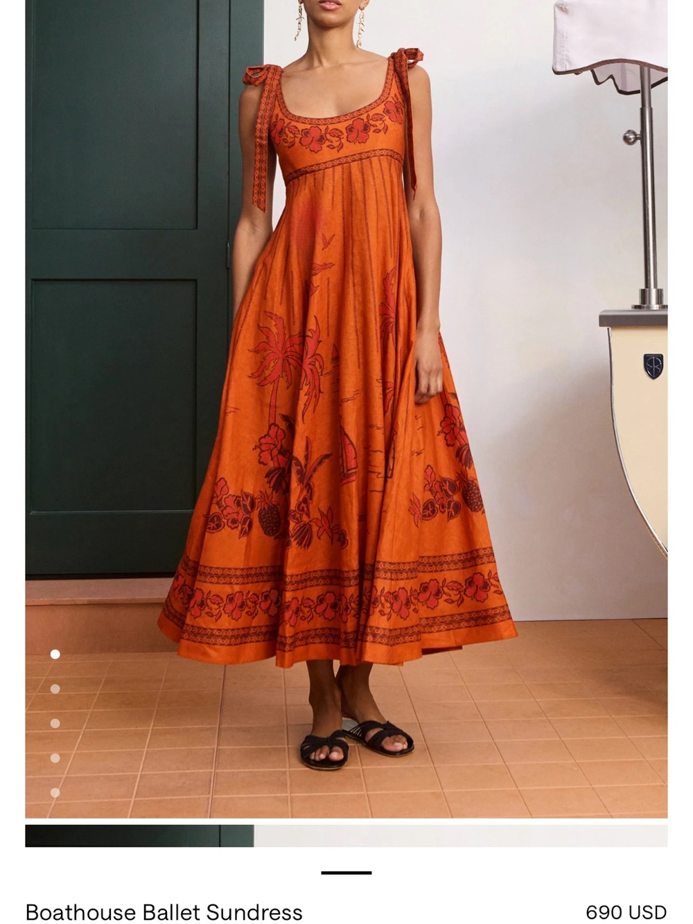 Alemais Orange Floral Tie-Strap Maxi Dress - Picture 13 of 15